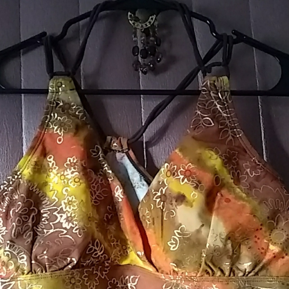 Jeweled orange, brown bathing suit top - Picture 4 of 4